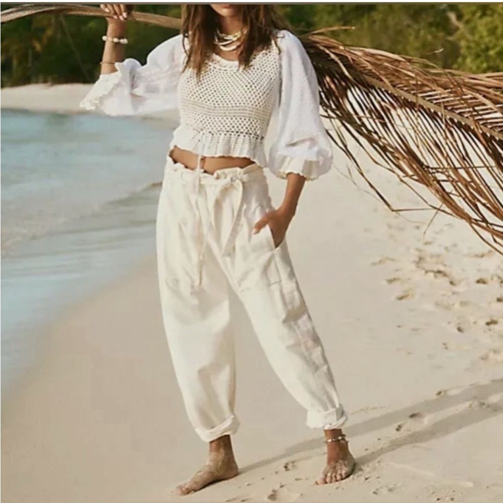 FREE People linen blend Sky Rider Drop Crotch Pants